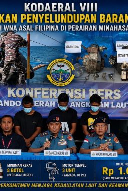 Kodaeral VIII Gagalkan Penyelundupan Sianida 1 Ton oleh WNA Filipina di Perairan Minahasa Utara