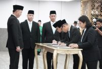 Dirjen Imigrasi Kementerian Imigrasi dan Pemasyarakatan melakukan penyegaran organisasi dengan melantik sejumlah pejabat strategis di lingkungan Imigrasi, Senin (22/6/2026).