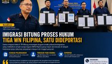 Kantor Imigrasi Kelas II TPI Bitung menangani dugaan tindak pidana keimigrasian yang melibatkan empat warga negara (WN) Filipina yang diduga masuk dan berada di wilayah Indonesia tanpa dokumen perjalanan maupun izin tinggal yang sah.(Kolase Foto dan Insert Foto Kakanwil Ditjen Imigrasi Sulut)