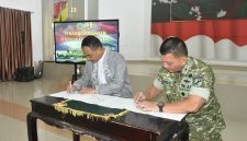 Komandan Korem (Danrem) 133/Nani Wartabone Brigjen TNI Hardo Sihotang menandatangani Perjanjian Kerja Sama (PKS) Teknis Pemeliharaan Danau Limboto Tahun Anggaran 2026 bersama Balai Wilayah Sungai (BWS) Sulawesi II Gorontalo, Selasa (2/6/2026).