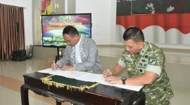 Komandan Korem (Danrem) 133/Nani Wartabone Brigjen TNI Hardo Sihotang menandatangani Perjanjian Kerja Sama (PKS) Teknis Pemeliharaan Danau Limboto Tahun Anggaran 2026 bersama Balai Wilayah Sungai (BWS) Sulawesi II Gorontalo, Selasa (2/6/2026).