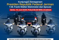 Polda Metro Jaya mengerahkan 585 personel gabungan untuk mengamankan kunjungan kenegaraan Presiden Republik Federal Jerman, Frank-Walter Steinmeier, beserta Ibu Negara di Jakarta, Senin (15/6/2026).