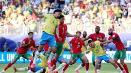 Timnas Brasil gagal meraih kemenangan pada pertandingan perdana Grup C Piala Dunia 2026 setelah ditahan imbang Maroko dengan skor 1-1 di Stadion MetLife, East Rutherford, Minggu (14/6/2026). (Foto: Istimewa)