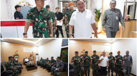 Foto: Bupati Minahasa, Dr. Robby Dondokambey, SSi, MAP., didampingi Kadispora Agustivo Tumundo, SE, MSi, menerima kunjungan kehormatan (Courtesy Call) Komandan Lanud Sam Ratulangi, Marsma TNI Yoyon Kuscahyono, S.Sos., bersama Kepala Dinas Lanud Sam Ratulangi. 