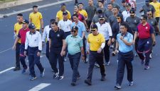 Kapolda Sulawesi Utara Irjen Pol. Roycke Harry Langie, Pangdam XIII/Merdeka Mayjen TNI Mirza Agus, jajaran Forkopimda Sulut olahraga bersama.