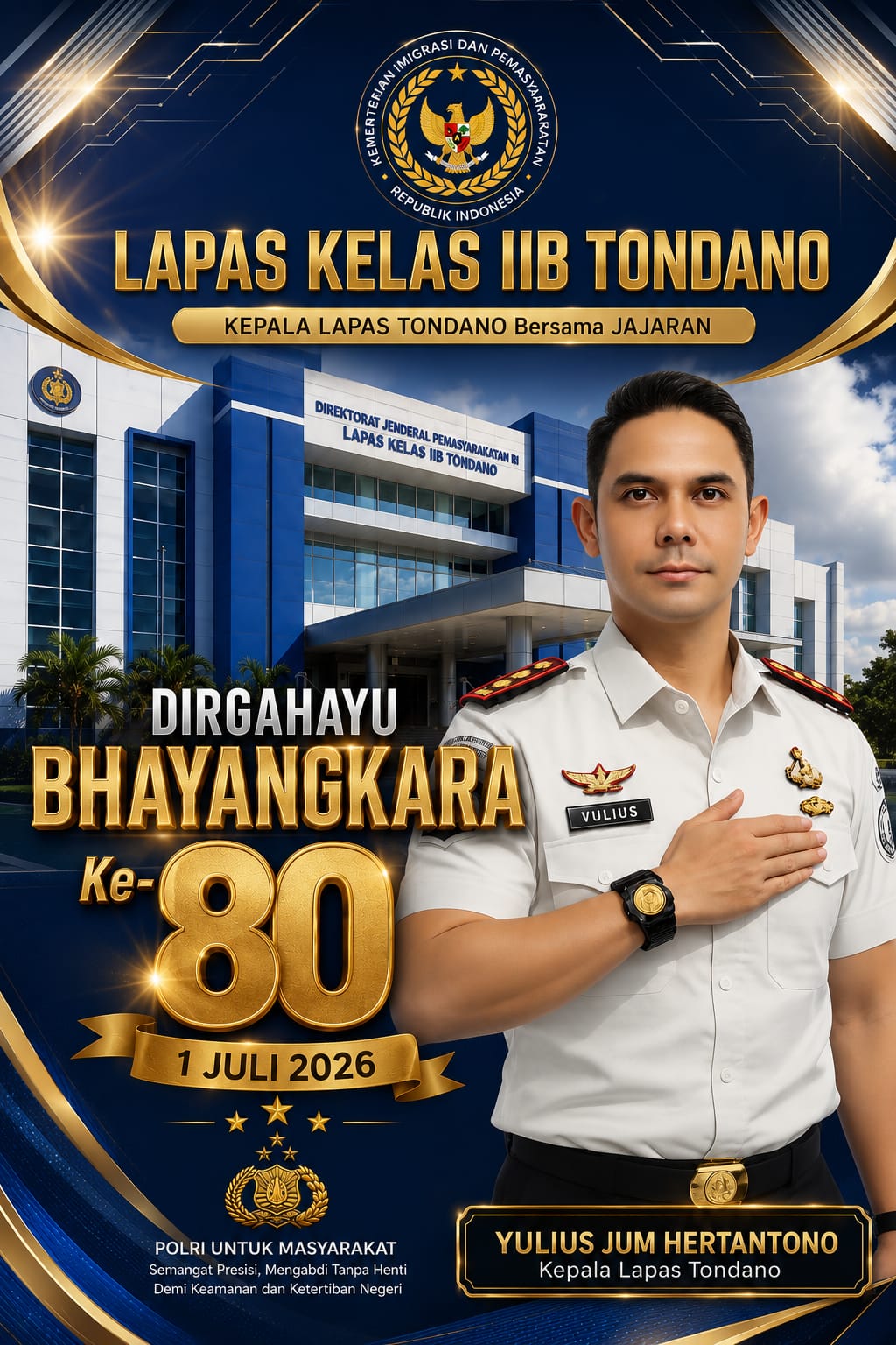 Kepala Lembaga Pemasyarakatan (Lapas) Kelas llB Tondano, Yulius Jum Hertantono, A.Md., IP., S.H., M.Si, bersama seluruh jajaran