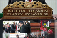 Foto Dok: Franky Wolayan, SE resmi dilantik dan mengucapkan sumpah janji sebagai Ketua DPRD Kabupaten Minahasa dan diambil sumpah oleh Ketua Pengadilan Negeri Tondano, Dr Erenst Ulaen SH MH, untuk sisa masa jabatan 2024–2029.