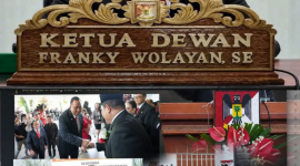 Foto Dok: Franky Wolayan, SE resmi dilantik dan mengucapkan sumpah janji sebagai Ketua DPRD Kabupaten Minahasa dan diambil sumpah oleh Ketua Pengadilan Negeri Tondano, Dr Erenst Ulaen SH MH, untuk sisa masa jabatan 2024–2029.