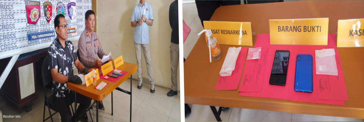 Kasat Resnarkoba Polres Minahasa IPTU Pyger R.F. Daromes, S.T., didampingi Seksi Humas Polres Minahasa.