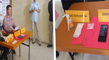 Kasat Resnarkoba Polres Minahasa IPTU Pyger R.F. Daromes, S.T., didampingi Seksi Humas Polres Minahasa.