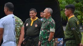 Pangdam XIII/Merdeka Mayjen TNI Mirza Agus menyaksikan langsung Uji Kenaikan Tingkat (UKT) Sabuk Hitam Pencak Silat Militer (PSM)