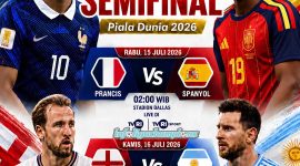 Piala Dunia 2026 memasuki babak semifinal dengan menyisakan empat tim terbaik yang masih berpeluang meraih gelar juara dunia.