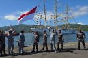 Komandan Komando Daerah Angkatan Laut (Dankodaeral) VIII Laksda TNI Dery Triesananto Suhendi, S.E., M.Tr.Opsla., yang diwakili Asisten Personel (Aspers) Dankodaeral VIII melaksanakan merplug atau melepas keberangkatan KRI Bima Suci dari Dermaga Samla Satrol Kodaeral VIII Bitung menuju Pangkalan TNI AL Surabaya, Sabtu (18/7/2026).