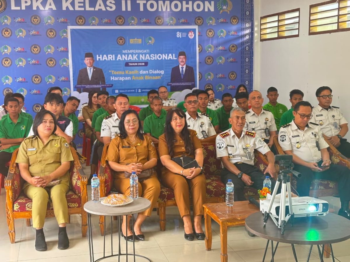 Lembaga Pembinaan Khusus Anak (LPKA) Kelas II Tomohon mengikuti peringatan Hari Anak Nasional (HAN) Tahun 2026 yang digelar Direktorat Jenderal Pemasyarakatan secara virtual, Selasa (21/7/2026).