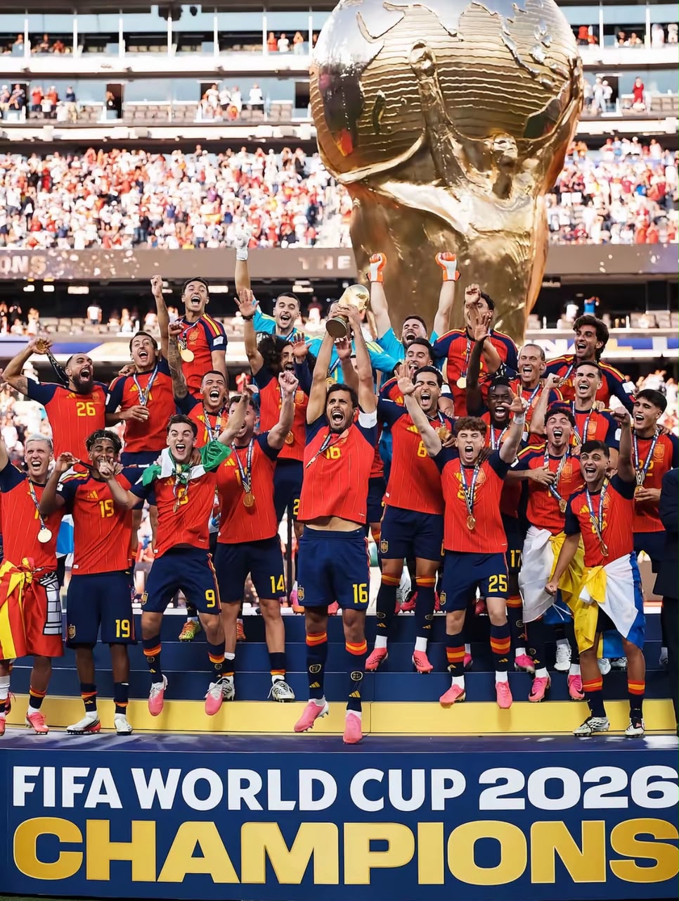 Timnas Spanyol sukses menorehkan sejarah dengan menjuarai Piala Dunia 2026 setelah mengalahkan juara bertahan Argentina dengan skor tipis 1-0 pada partai final yang berlangsung di New York New Jersey Stadium, Senin (20/7/2026) dini hari WIB.
