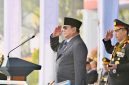 Presiden Prabowo Subianto menyampaikan amanat pada Upacara Peringatan ke-80 Hari Bhayangkara Tahun 2026 yang digelar di Lapangan Satuan Latihan Korbrimob, Cikeas, Kabupaten Bogor, pada Rabu, 1 Juli 2026. Foto: BPMI Setpres/Laily Rachev