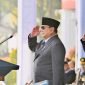 Presiden Prabowo Subianto menyampaikan amanat pada Upacara Peringatan ke-80 Hari Bhayangkara Tahun 2026 yang digelar di Lapangan Satuan Latihan Korbrimob, Cikeas, Kabupaten Bogor, pada Rabu, 1 Juli 2026. Foto: BPMI Setpres/Laily Rachev