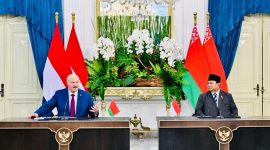Presiden Republik Indonesia Prabowo Subianto dan Presiden Republlik Belarus Aleksandr Lukashenko menyampaikan keterangan pers bersama dalam rangkaian kunjungan kenegaraan Presiden Belarus di Istana Merdeka, Jakarta, pada Kamis, 2 Juli 2026. Foto: BPMI Setpres/Laily Rachev