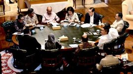 Presiden Prabowo Subianto menerima Ketua Dewan Ekonomi Nasional (DEN) Luhut Binsar Pandjaitan, beserta jajaran Dewan Ekonomi Nasional di kediaman pribadinya di Hambalang, Kabupaten Bogor, Provinsi Jawa Barat, pada Selasa petang, 14 Juli 2026. Foto: BPMI Setpres/Rusman