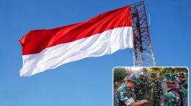 Kodam XIII/Merdeka mengawali rangkaian peringatan Hari Ulang Tahun (HUT) ke-81 Kemerdekaan Republik Indonesia dengan mengibarkan Bendera Merah Putih raksasa di puncak Menara Tower Makodam XIII/Merdeka, Kota Manado, Sulawesi Utara, Sabtu (1/8/2026).