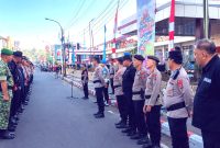 memperketat pengamanan menjelang pelaksanaan Tournament of Flowers (ToF) dalam rangkaian Tomohon International Flower Festival (TIFF) 2026 di Kota Tomohon, Sabtu (8/8/2026).