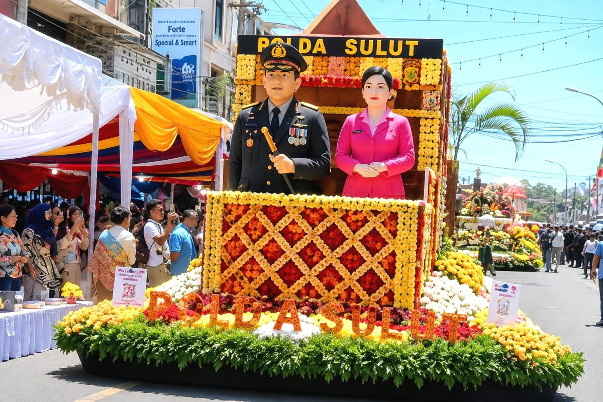 Polda Sulawesi Utara ikut menyemarakkan Tomohon International Flower Festival (TIFF) 2026 melalui parade kendaraan hias di Kota Tomohon, Sabtu (8/8/2026).