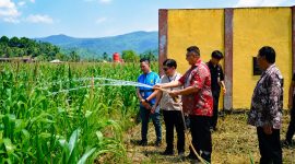 PLN UID Suluttenggo menyerahkan bantuan sarana pengairan berbasis listrik kepada Kelompok Tani Torout Jaya untuk mendorong modernisasi pertanian dan meningkatkan produktivitas.
