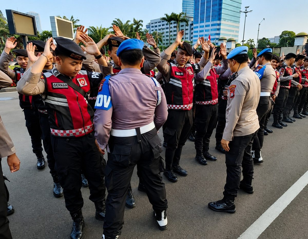 Polda Metro Jaya mengerahkan sebanyak 18.504 personel untuk mengamankan sekaligus memberikan pelayanan kepada masyarakat yang menyampaikan aspirasi melalui aksi unjuk rasa di sejumlah titik di Jakarta Pusat, Kamis (27/8/2026).