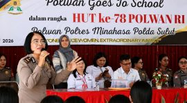 Memperingati Hari Jadi Polisi Wanita (Polwan) Republik Indonesia ke-78 tahun 2026, jajaran Polwan Polres Minahasa menggelar kegiatan Polwan Goes To School di SMP Negeri 1 Tondano, Rabu (26/8/2026).