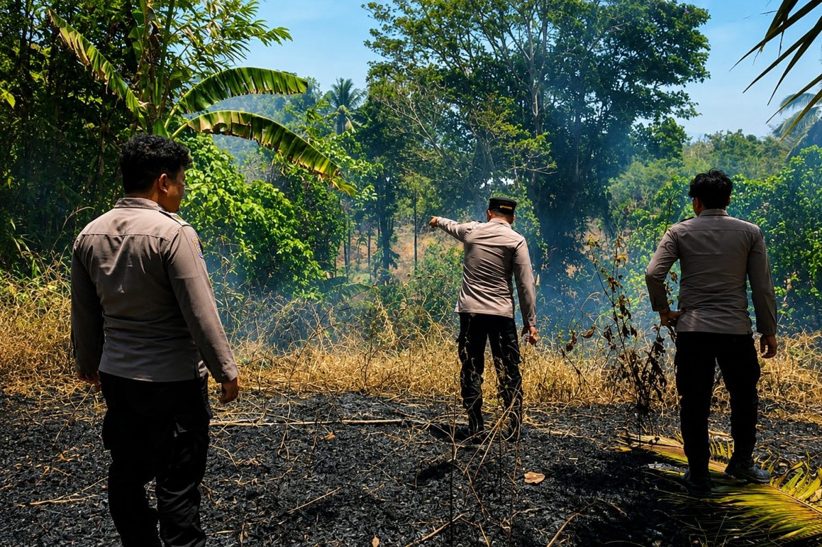 Kebakaran lahan kosong terjadi di Desa Maumbi Jaga IX, Kecamatan Kalawat, Kabupaten Minahasa Utara (Minut), Rabu (26/8/2026).