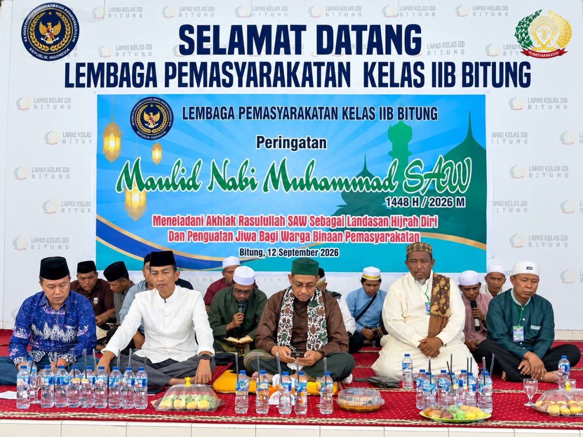 Lembaga Pemasyarakatan (Lapas) Kelas IIB Bitung menggelar peringatan Maulid Nabi Muhammad SAW, Sabtu (12/9/2026).