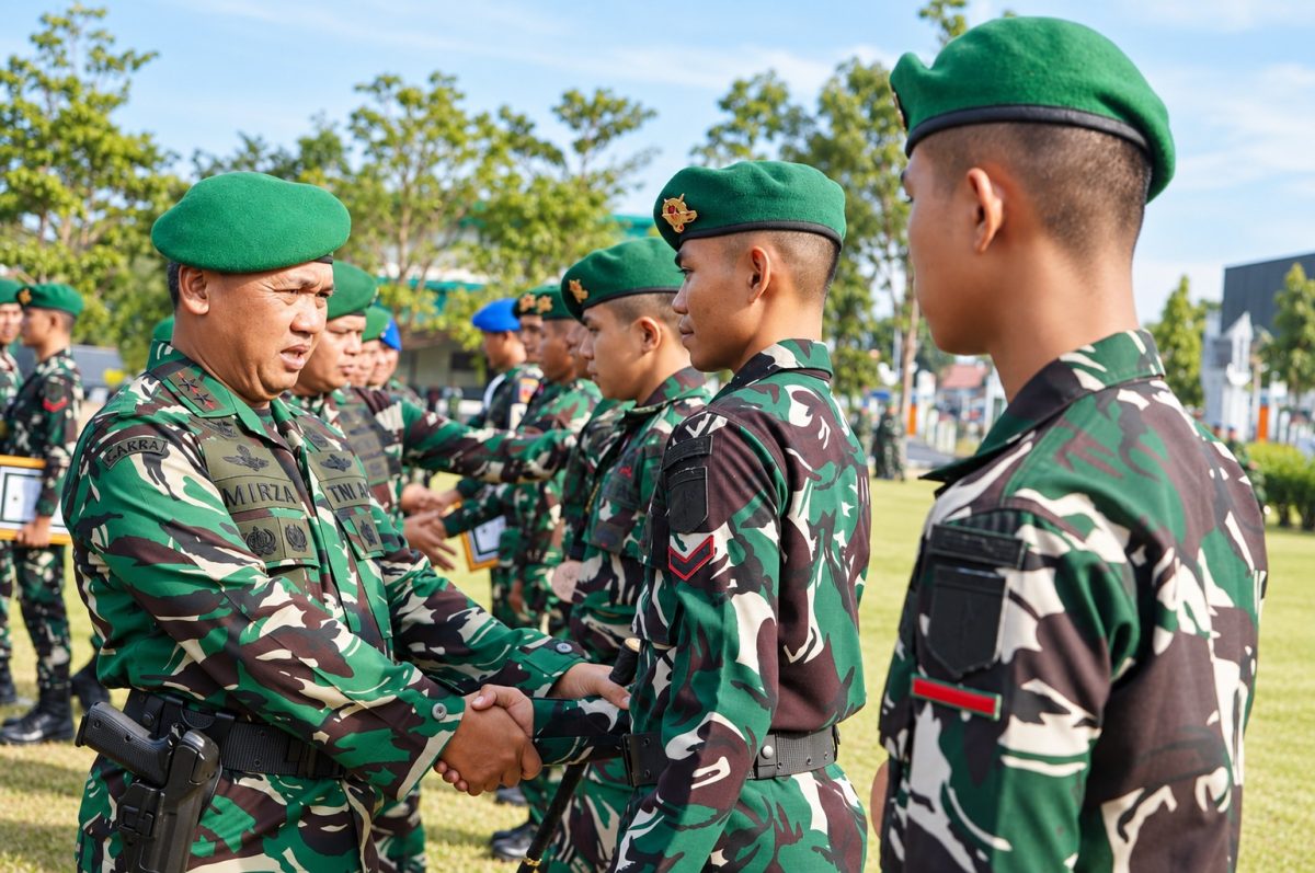 20 prajurit berprestasi Kodam XIII/Merdeka di bidang Karate dan Pencak Silat menerima penghargaan dari Pangdam XIII/Merdeka Mayjen TNI Mirza Agus, S.I.P.