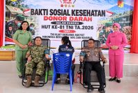 Kegiatan donor darah dalam rangka HUT ke-81 TNI digelar di Aula Kantor Wali Kota Kotamobagu, Minggu (20/9/2026).