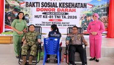 Kegiatan donor darah dalam rangka HUT ke-81 TNI digelar di Aula Kantor Wali Kota Kotamobagu, Minggu (20/9/2026).