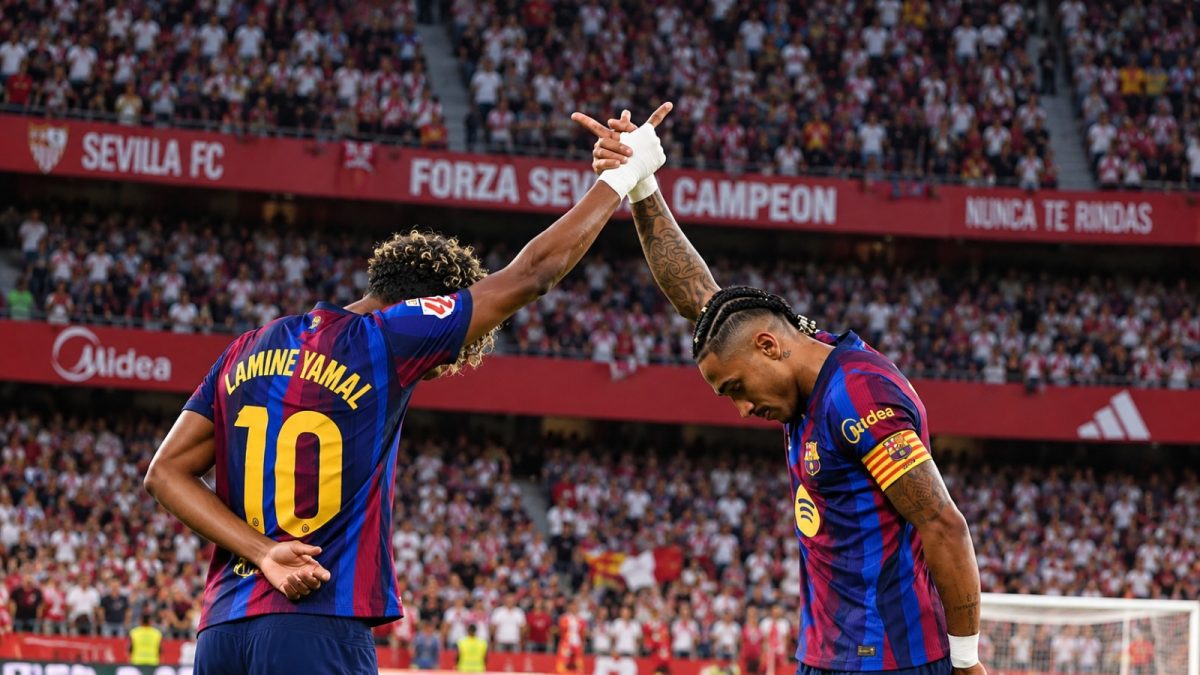 Barcelona kembali meraih kemenangan di La Liga 2026/2027 setelah mengalahkan Sevilla 3-1 di Stadion Ramón Sánchez-Pizjuán, Minggu (20/9/2026) dini hari WIB.
