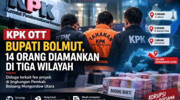 Komisi Pemberantasan Korupsi (KPK) melakukan operasi tangkap tangan (OTT) terhadap Bupati Bolaang Mongondow Utara (Bolmut) Sirajudin Lasena dan sejumlah pihak pada Senin (21/9/2026).