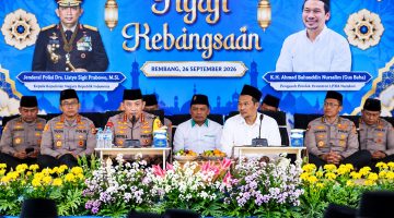 Kapolri Jenderal Polisi Drs. Listyo Sigit Prabowo, M.Si., memohon doa dan bimbingan para ulama bagi seluruh personel Polri yang tengah menjalankan tugas memberikan pelayanan, perlindungan, dan pengayoman kepada masyarakat.