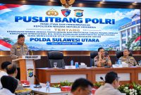 Wakil Kepala Kepolisian Daerah Sulawesi Utara (Wakapolda Sulut) Brigjen Pol Dr. Susetio Cahyadi, S.I.K., M.M., M.H., CFrA., CSA, membuka penelitian Pusat Penelitian dan Pengembangan (Puslitbang) Polri terkait kesesuaian norma indeks penyelidikan dan penyidikan dengan kebutuhan operasional di lapangan, Senin (5/10/2026).