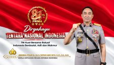 Kapolri Jenderal Polisi Suyudi Ario Seto menyampaikan ucapan selamat atas Hari Ulang Tahun (HUT) ke-81 Tentara Nasional Indonesia (TNI).