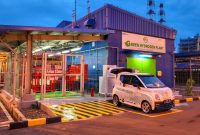 Tampak fasilitas Greenvoltaic Hydrogen Plant di Pembangkit Listrik Tenaga Gas dan Uap (PLTGU) Muara Karang yang memperoleh predikat Winner pada ASEAN Renewable Energy Project Awards 2026 kategori Emerging Low-Carbon Technologies, subkategori Green Hydrogen. Fasilitas ini mampu memproduksi hingga 43 ton hidrogen hijau per tahun dengan memanfaatkan pasokan listrik berbasis energi terbarukan.