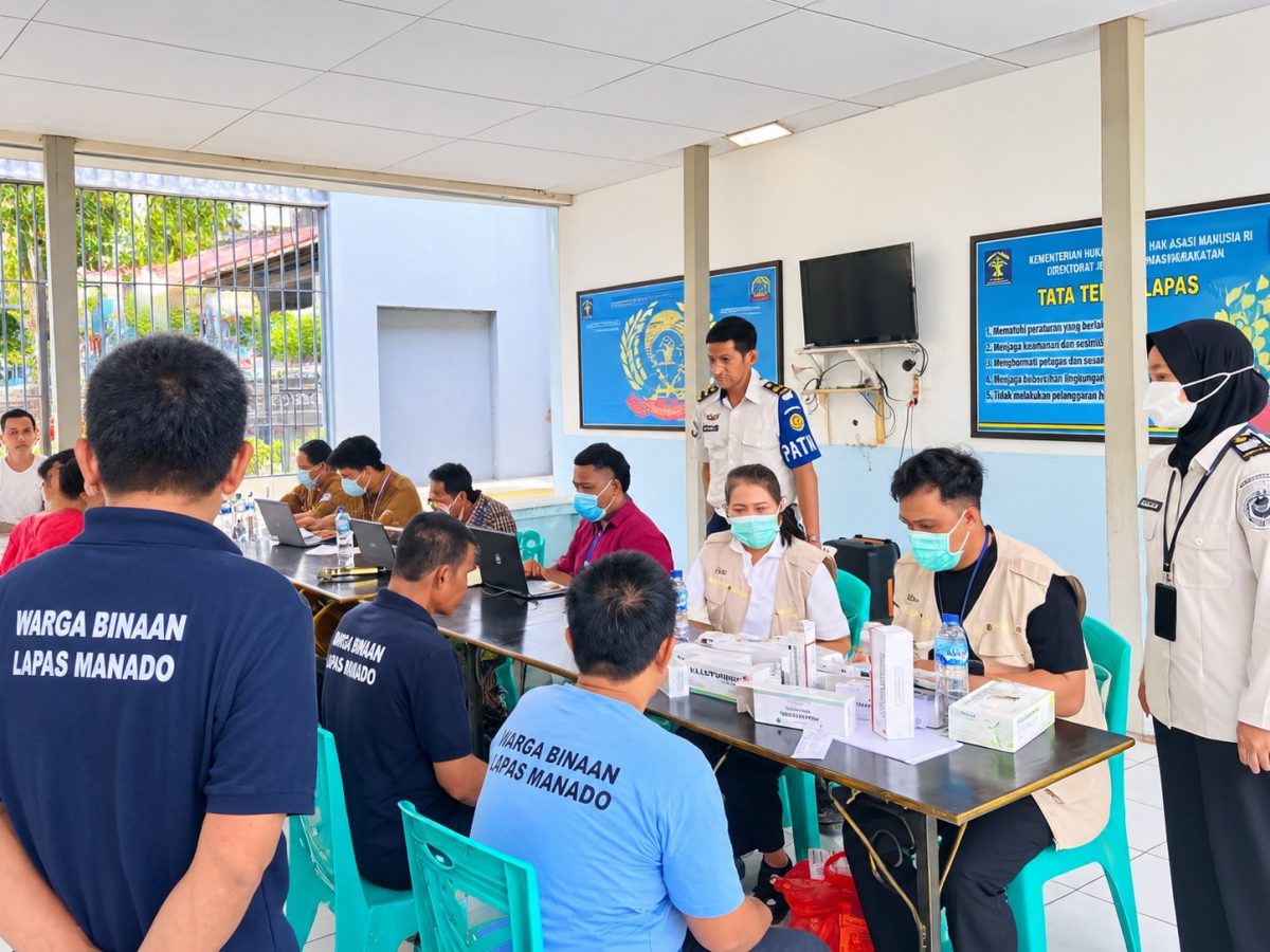 319 warga binaan di Lembaga Pemasyarakatan (Lapas) Kelas IIA Manado dan Rumah Tahanan Negara (Rutan) Kelas IIA Manado menjalani Cek Kesehatan Gratis (CKG) dan skrining tuberkulosis (TBC), Senin (12/10/2026).