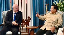 Presiden Prabowo Subianto menerima Presiden Federasi Sepak Bola Internasional (FIFA), Gianni Infantino, di Istana Merdeka, Jakarta, pada Senin, 5 Oktober 2026. Foto: BPMI Setpres/Rusman